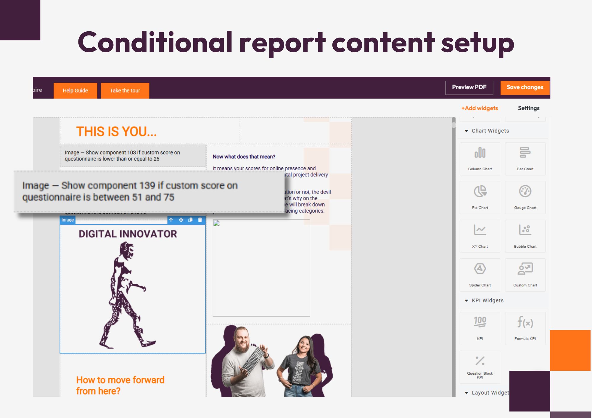Conditional report content setup