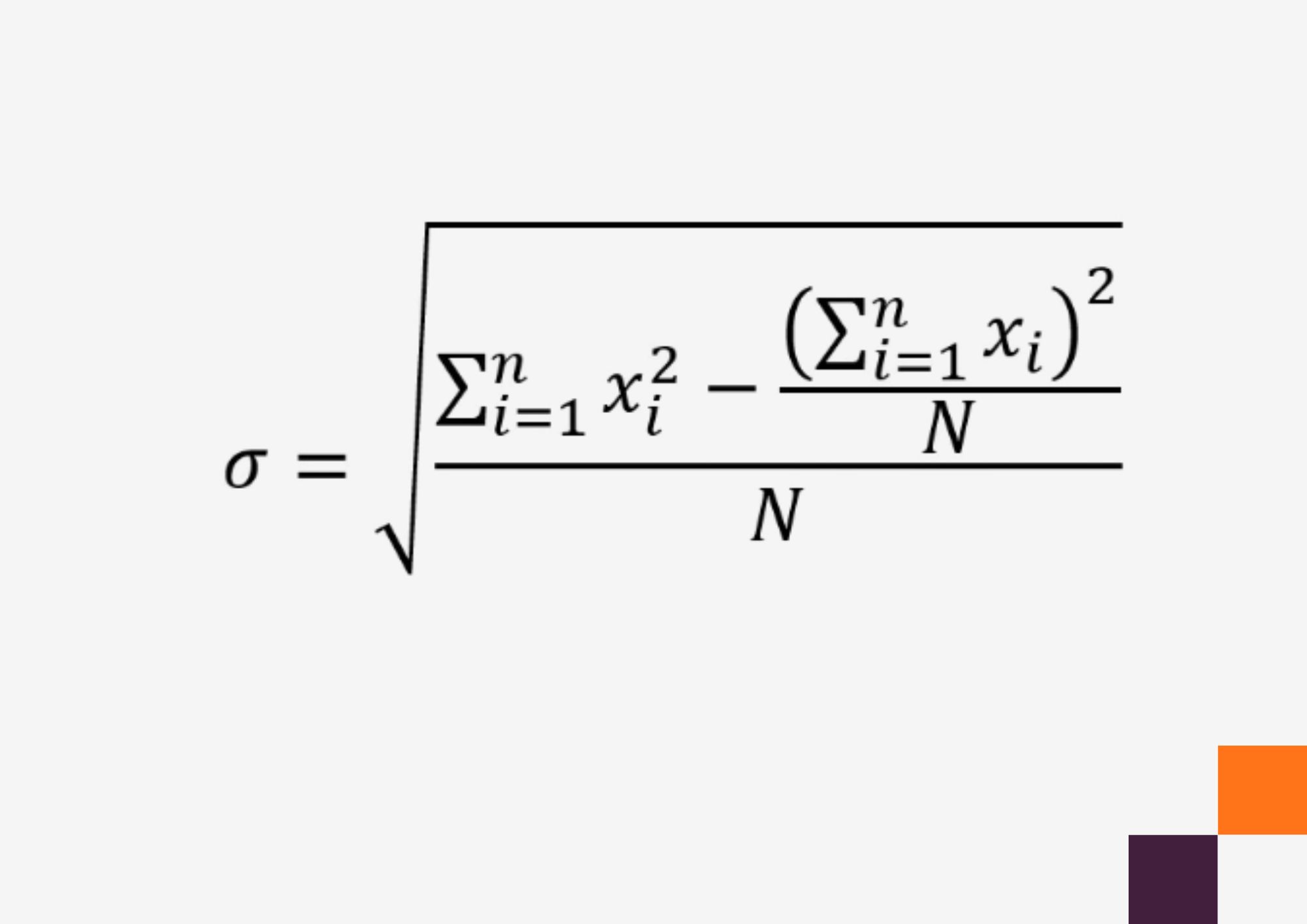 Population standard deviation expanded formula