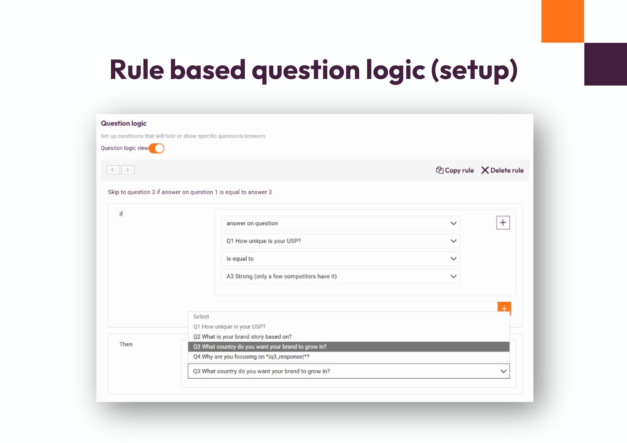 Rule based question logic