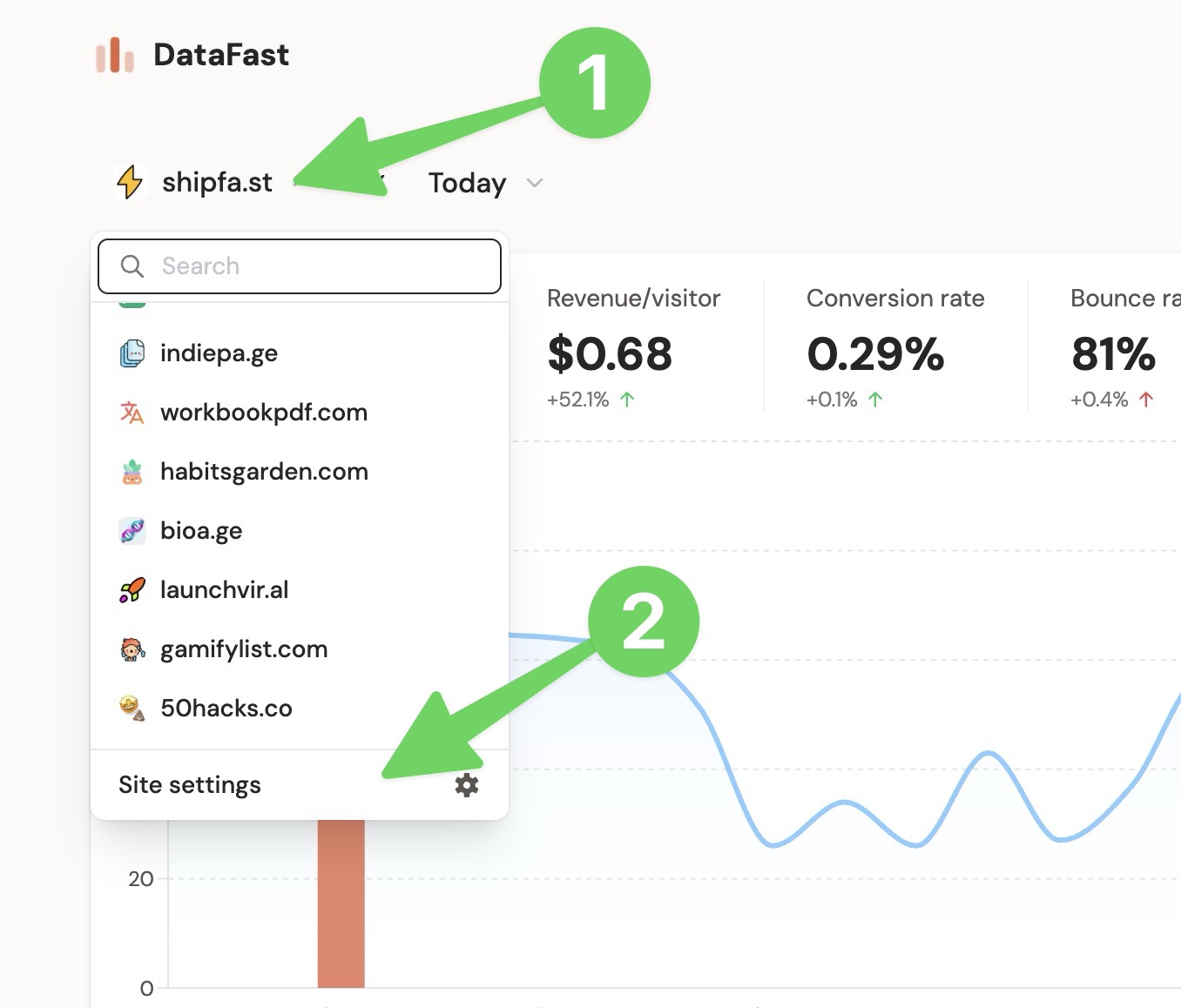 Website settings screenshot